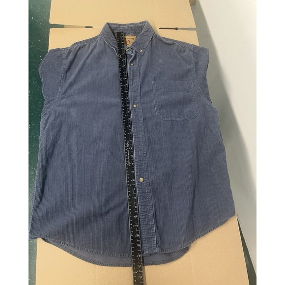 VTG Reel legends Blue long sleeve corduroy button up shirt Sz LARGE - Picture 2 of 8